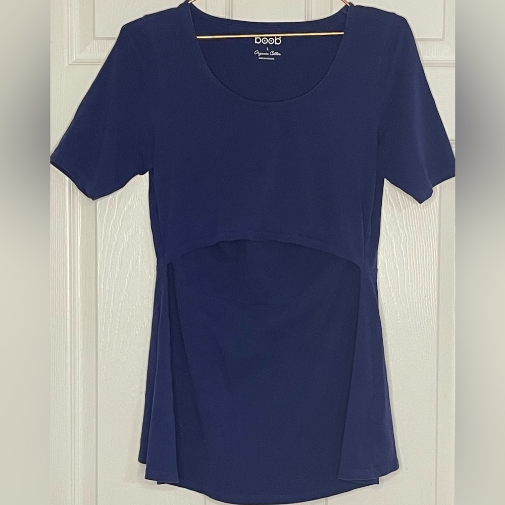 Boob Design Purple Organic Cotton Maternity Nursing Shirt Size Large